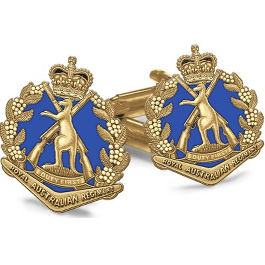 Show your pride and commitment with these sparkling 1 RAR Cuff Links 20mm cuff links. With full colour enamel and gold plating, these gorgeous accessories will bring a touch of style to any work outfit or special occasion. www.moralepatches.com.au