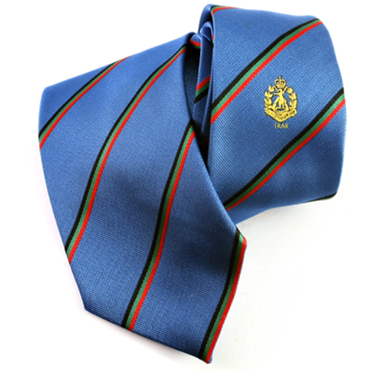 1st Battalion Royal Australian Regiment (1RAR) Tie. This quality jacquard woven tie is ideal for Anzac Day or reunions. A traditional club tie design featuring the RAR badge and '1RAR' picked out in gold. www.moralepatches.com.au