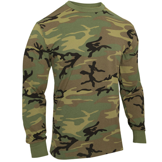 Relax in style with this long-sleeve version of our classic vintage tee. Soft cotton/polyester blend fabric keeps you warm and cozy for any occasion, while the camo pattern gives a laidback feel. Stylish and comfy — what more could you want? A timeless look that's timelessly comfortable. Upgrade your style with this cool, comfortable, Woodland Camo T-Shirt. www.moralepatches.com.au