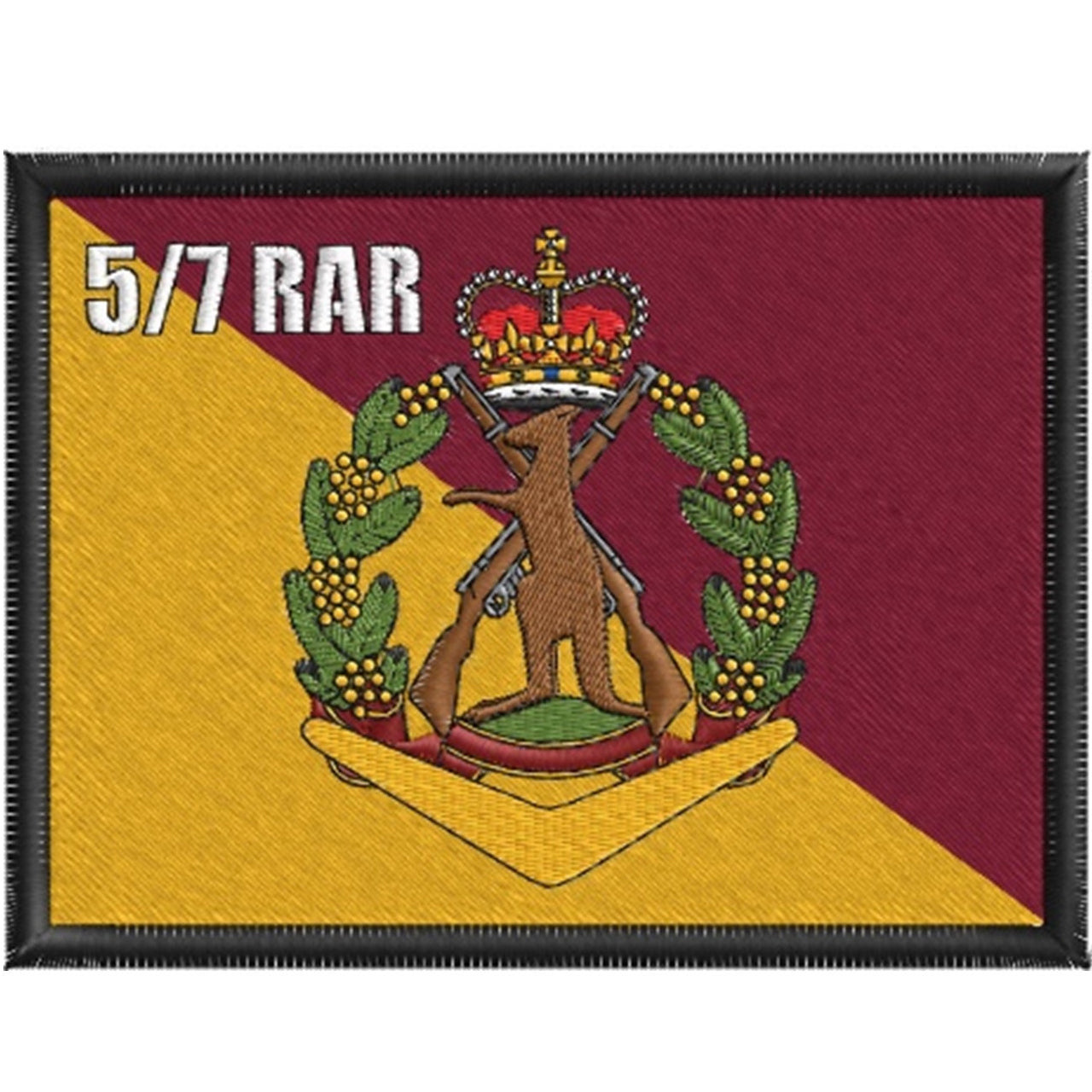 The 5/7 RAR Patch is a must-have for any patch collector or casual wearer. This high-quality woven patch features a classic design and a convenient Hook-and-loop back for easy attachment. Whether you're adding it to your collection or wearing it on your favourite jacket, this multi-colour embroidered fabric patch is sure to make a statement. www.moralepatches.com.au