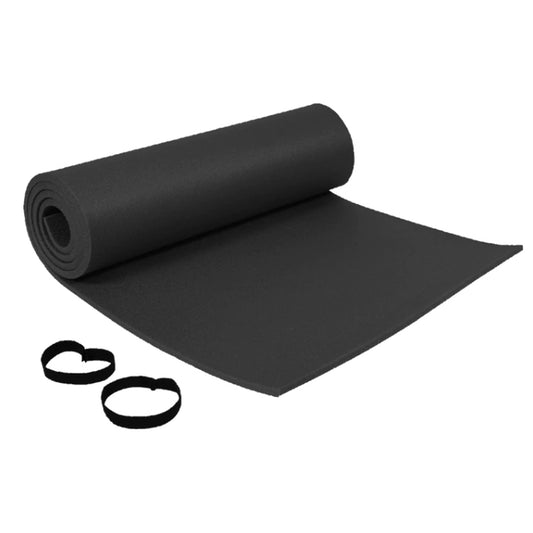 EVA closed cell foam material, meaning each cell is closed and independent from the next.  This assists in insulating from the ground.  Comes with elastic ties  Thickness: 10mm  Weight: 200g