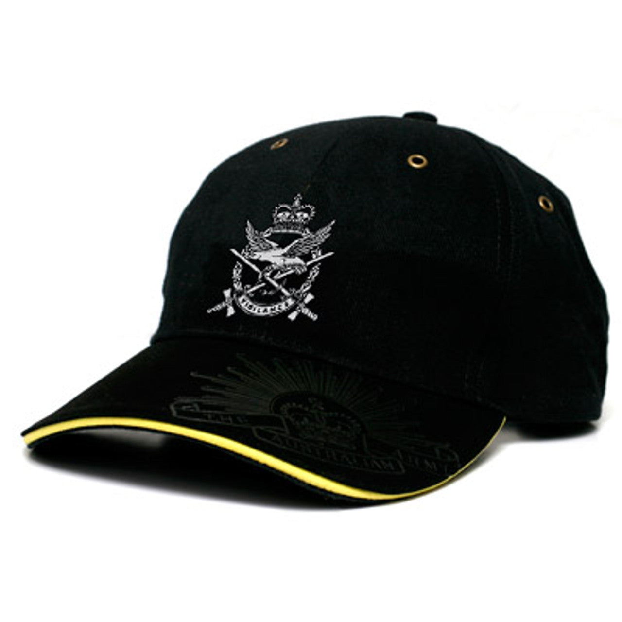 This Australian Army Aviation Corps (AAAvn) cap is both stylish and practical with its cool looks.  This quality heavy brushed cotton cap has the AAAvn crest embroidered on the front, and also proudly displays the Rising Sun Badge embossed on the peak and engraved on the strap buckle. www.moralepatches.com.au