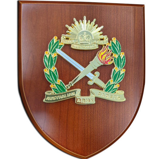 An Exceptional Australian Army Cadet (AAC) Plaque is now available for order. This exquisite plaque showcases a stunning 100mm full colour enamel crest, elegantly placed on a 200x160mm timber finish shield. It comes beautifully presented in a sleek silver gift box, complete with a form cut insert.  www.moralepatches.com.au