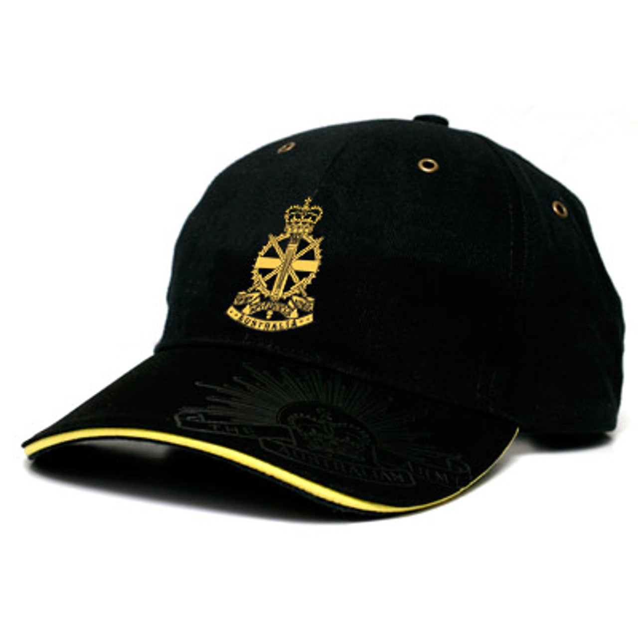 This Army Apprentices School (AAS) cap is both stylish and practical with its cool looks.  This quality heavy brushed cotton cap has the AAS crest embroidered on the front, and also proudly displays the Rising Sun Badge embossed on the peak and engraved on the strap buckle. www.moralepatches.com.au