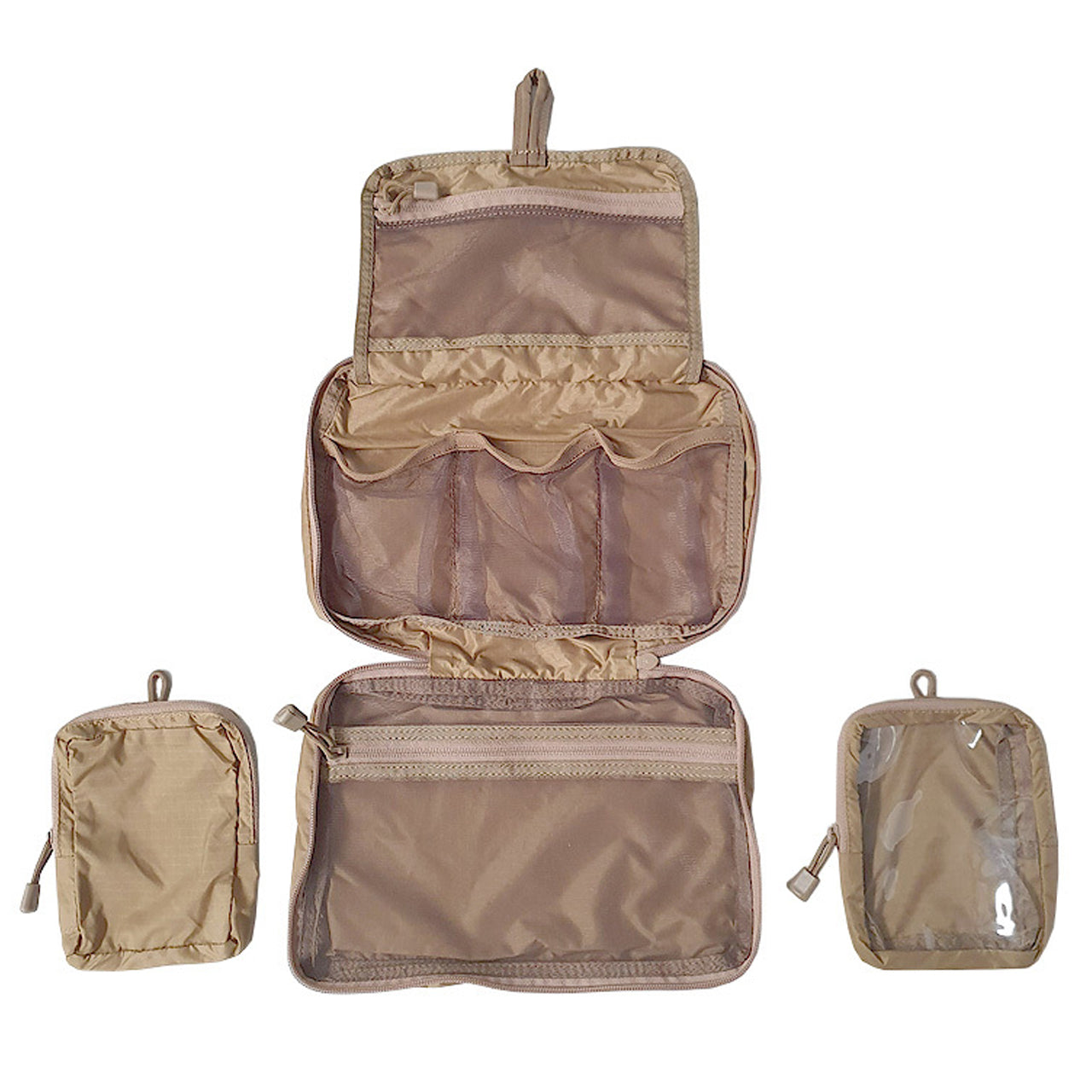 The Admin Organiser Set is a versatile three pouch set suitable for toiletries, first aid kits, survival kits or a combination in an organised and functional layout.   Two removeable smaller pouches, one with a clear plastic window, useable as basic IFAK or survival kit when not carrying full set. www.moralepatches.com.au