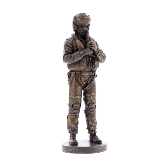 The stunning cold-cast bronze figurine of an RAAF aviator exudes power and determination. This intricately crafted piece captures the essence of the Royal Australian Air Force, showcasing their expertise and commitment to maintaining Australia's air power. www.moralepatches.com.au