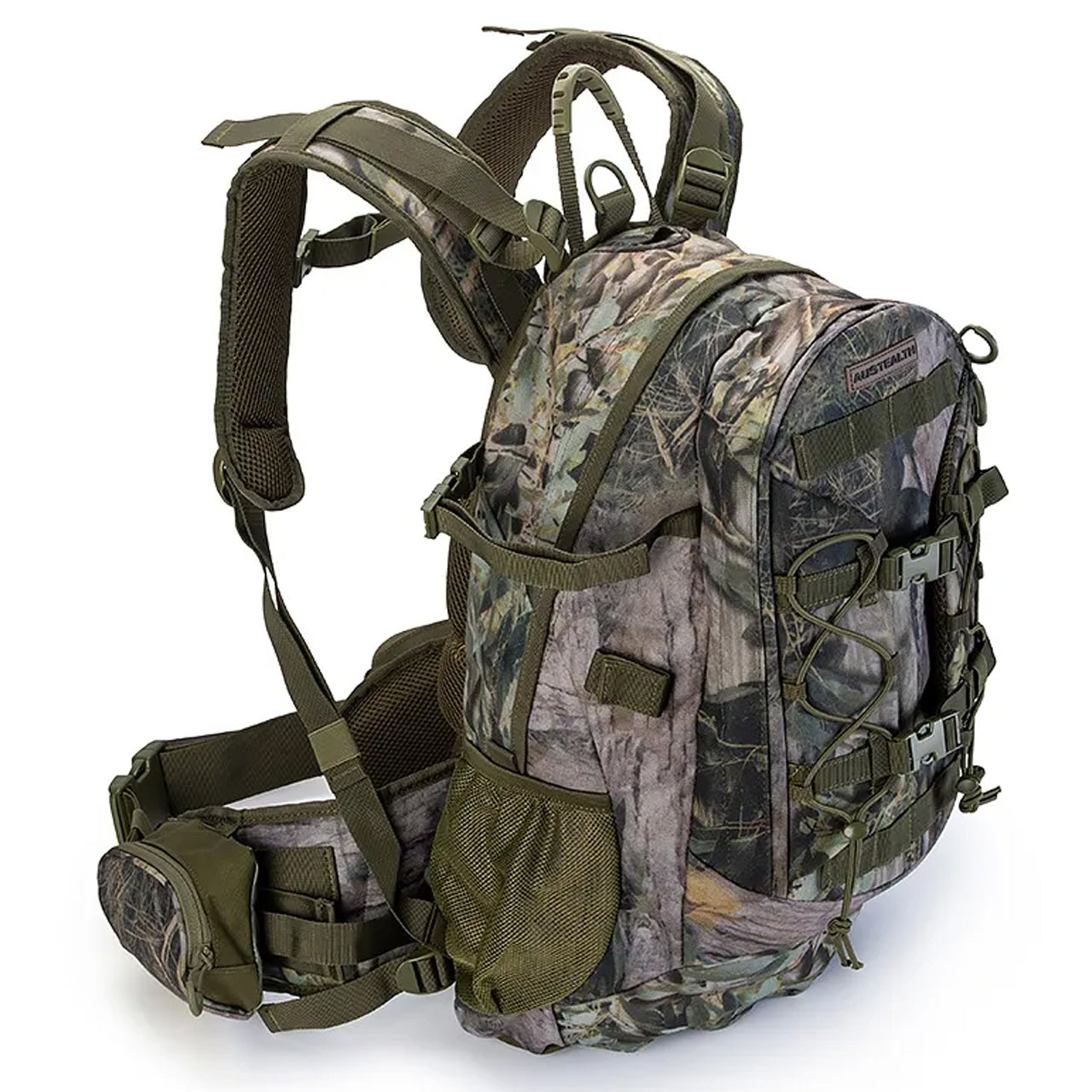 Experience the perfect blend of utility and style with the Austealth Native Camouflage 44L Stealth Backpack! Constructed from 400gsm Knit Fabric with PVC Coating, this backpack offers the ultimate in durability and protection. www.moralepatches.com.au