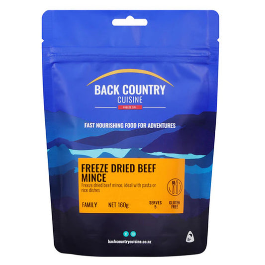 Freeze dried beef mince, ideal with pasta or rice dishes. www.moralepatches.com.au