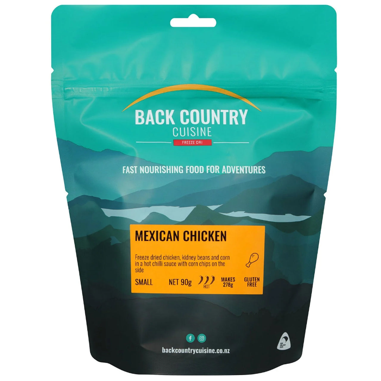 Experience the delicious flavours of Back Country Freeze Dried Meal Mexican Chicken! Our meal features mouth-watering freeze dried chicken, kidney beans, and corn, all smothered in a spicy hot chili sauce. To add some crunch, we even include corn chips on the side. Satisfy your cravings and fuel your adventures with our convenient and tasty meal. Try it today and taste the difference! www.moralepatches.com.au