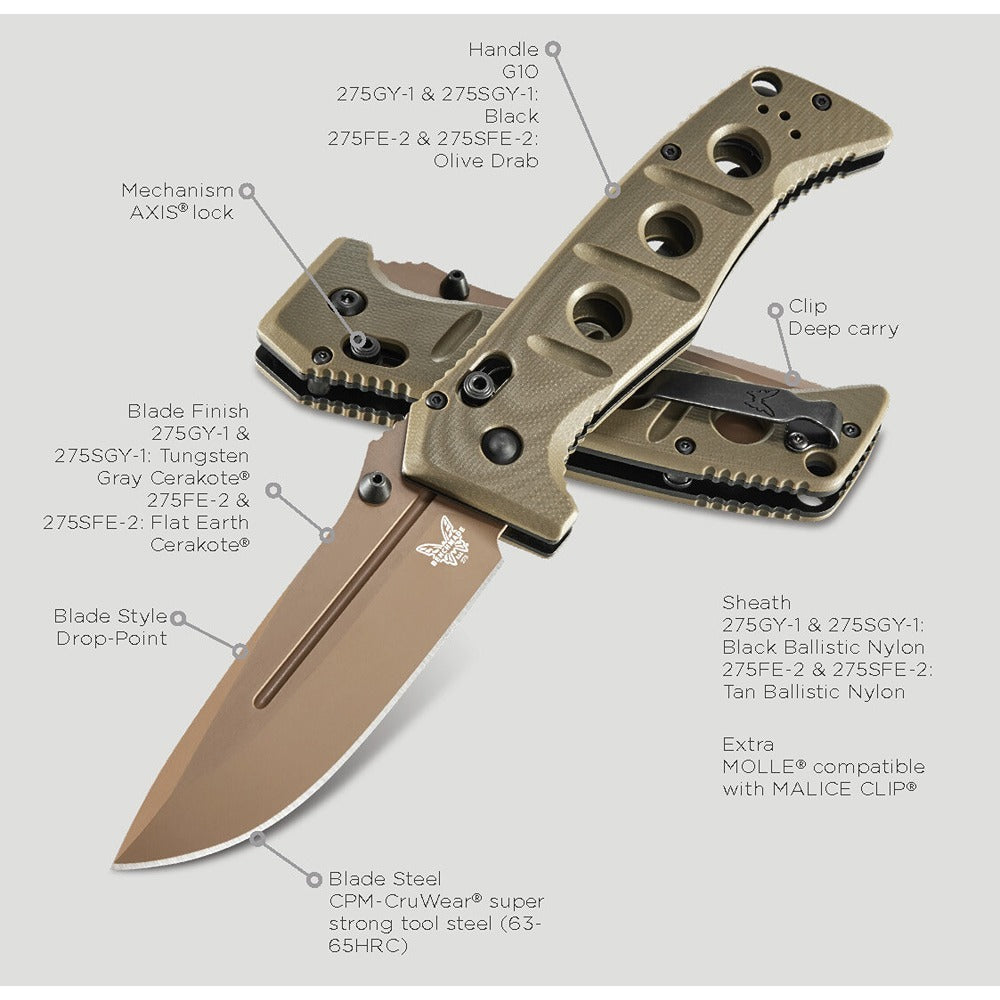 Reliability done right. The new 275FE-2 Adamas® tactical folding knife brings in-hand comfort to the forefront, and a tank-like construction you can trust your life with. www.moralepatches.com.au