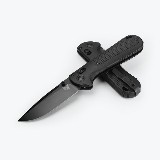 Look no further than the 430BK-02 Redoubt® for all-encompassing preparedness from self defense to hard use utility. The new under-the-radar, all black variant of this robust EDC features tough CPM-D2 blade steel with a Black Cerakote finish and durable Black Grivory® handles with a highly textured pattern for a sure grip with or without gloves. www.moralepatches.com.au