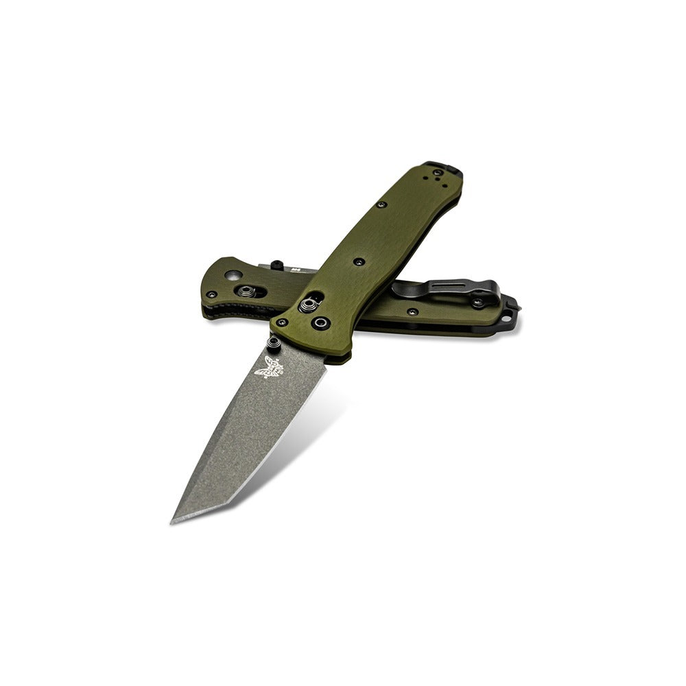 Upgrade your folding knife game with the powerful 537GY-1 Bailout. Boasting a slim profile but built with strong CPM-M4 steel and woodland green aluminum handles, this knife is the ultimate lightweight powerhouse. Plus, the carbide glass breaker on the pommel adds an extra layer of versatility. www.moralepatches.com.au