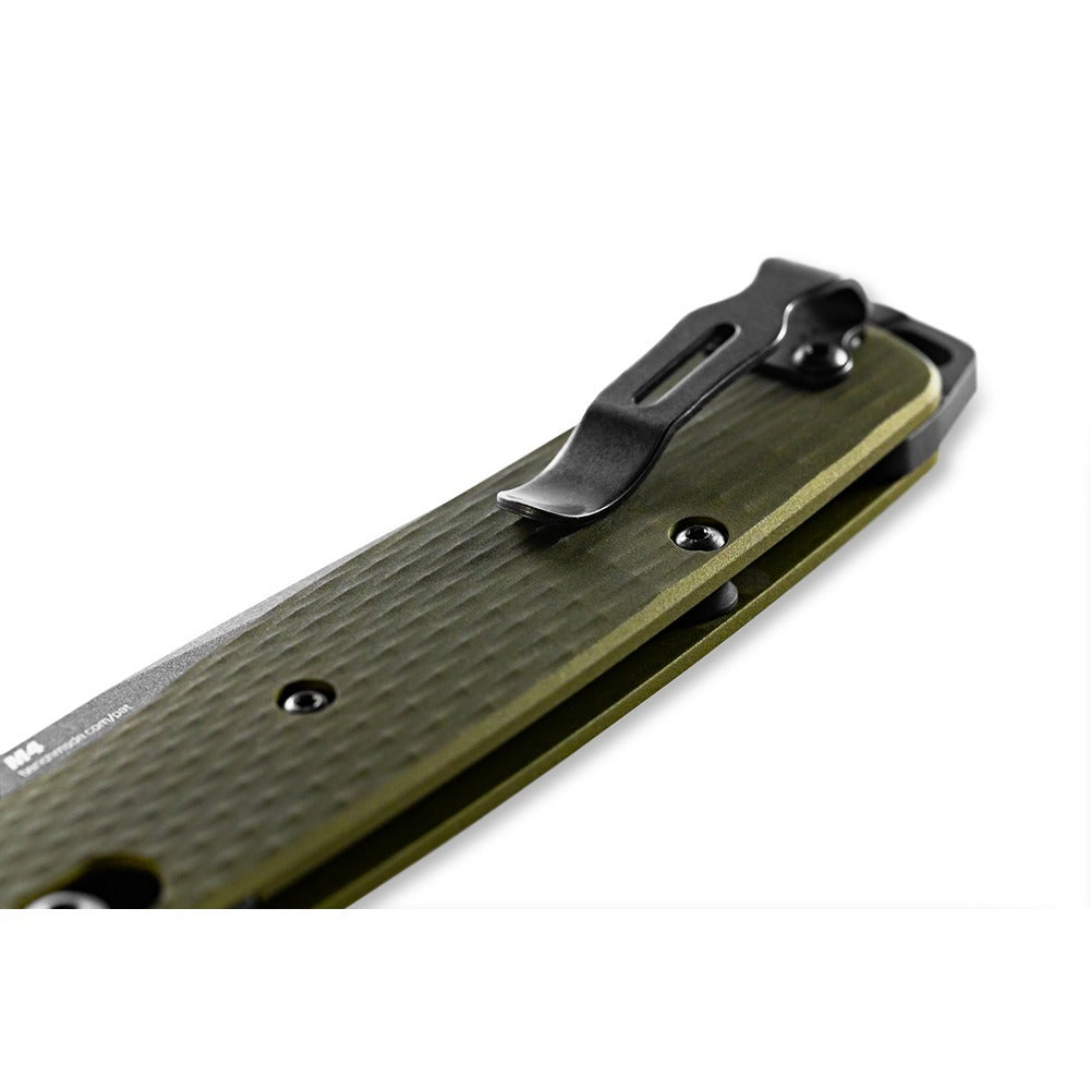 Upgrade your folding knife game with the powerful 537GY-1 Bailout. Boasting a slim profile but built with strong CPM-M4 steel and woodland green aluminum handles, this knife is the ultimate lightweight powerhouse. Plus, the carbide glass breaker on the pommel adds an extra layer of versatility. www.moralepatches.com.au