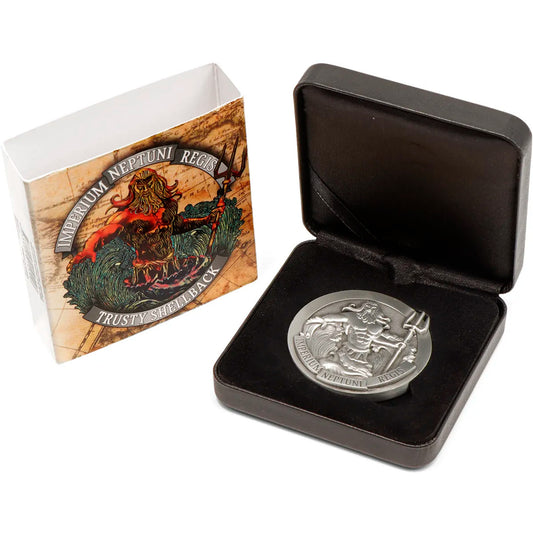 Celebrate a time-honoured maritime tradition with the Crossing the Line Shellback Medallion. This 48mm antique silver-plated medallion pays homage to the ancient custom of 'Crossing the Line' ceremonies, a tradition that found its way into the esteemed ranks of the Royal Australian Navy. www.moralepatches.com.au