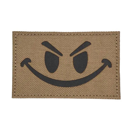 Evil Smile Laser Cut Tan Patch Hook & Loop.   Size: 8x5cm www.moralepatches.com.au