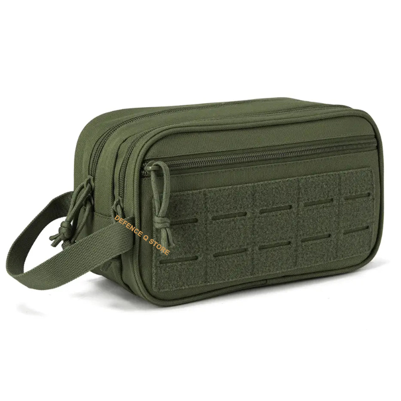 This Toiletry Bag is MOLLE capable and can be used for other gear, it's a must-have for any traveler. With dimensions of 15cm (H) x 26cm (W) x 11cm (D), it's perfect for storing toiletries and accessories. Made from 900D fabric material, it boasts a sleek and durable design. www.moralepatches.com.au