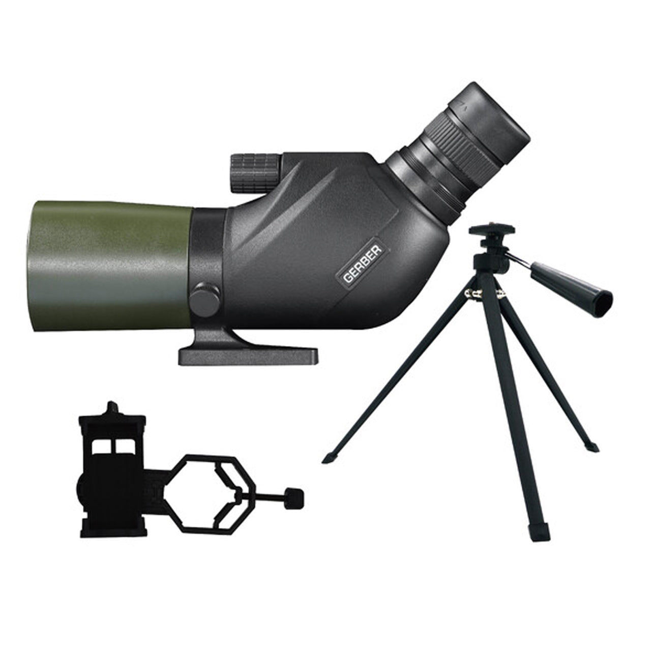 The GERBER 15-45x50mm is one of the most unique spotting scopes in the market. Economical and compact, it offers high magnifications in a 45 degree eyepiece&nbsp;design. The rubber armoured exterior is both, attractive and durable. www.moralepatches.com.au