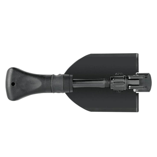 This lightweight, foldable shovel is ideal to bring along on back-country trips. A glass-filled nylon shaft and rubberized handle secure the grip for digging or hammering. Use as a spade or fold back to reveal a hammer for pounding, easily fold away with the push of a button. www.moralepatches.com.au