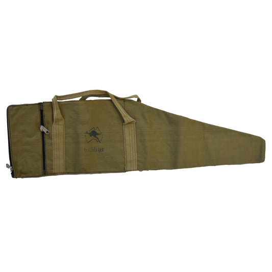 Crafted from premium Australian army webbing, the H.D Gun Cover is perfect for transporting your firearm. Offering a half zip closure and two comfortable handles, this cover also features an internal zip pocket for additional storage. Boasting a classic khaki colour, it's 100 cm in length. Invest in quality and protect your gun today! www.moralepatches.com.au