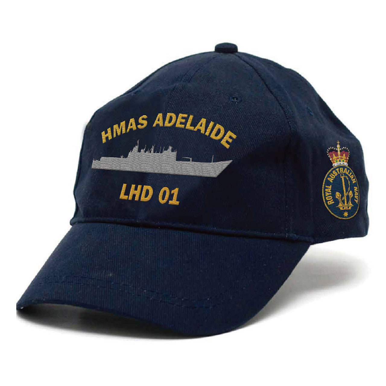 The HMAS Adelaide Policy Cap is a must-have for military enthusiasts. This high-quality cap features the Navy ceremonial badge embroidered on the front, adding a touch of authenticity to your uniform. www.moralepatches.com.au