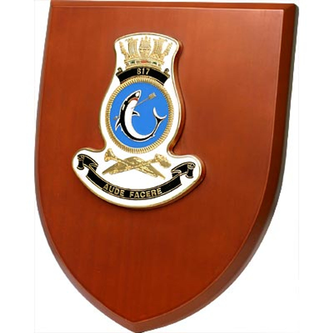 An Exceptional 817 Squadron Plaque is now available for order. This exquisite plaque showcases a stunning 100mm full colour enamel crest, elegantly placed on a 200x160mm timber finish shield. www.moralepatches.com.au