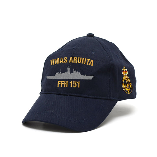 The HMAS Arunta Policy Cap is a must-have accessory for military enthusiasts. Made from high-quality heavy brushed cotton, this cap features the prestigious Navy Ceremonial badge on the left side.  www.moralepatches.com.au