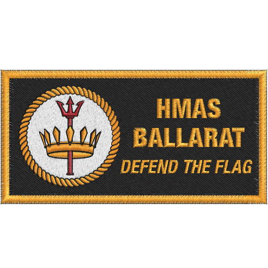 The HMAS Ballarat DPNU Patch is a must-have for any military enthusiast. This embroidered patch features the iconic HMAS Ballarat design, measuring 100x50mm. www.moralepatches.com.au