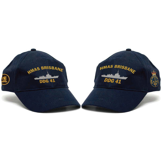 This amazing HMAS Brisbane Cap is sure to be the perfect fit for everyone! Crafted from heavy brushed cotton, the cap boasts the HMAS Brisbane crest and Navy ceremonial badge prominently embroidered on the front and left, respectively. With a comfortable adjustable Hook-and-loop strap at the back, you can always find the perfect fit. www.moralepatches.com.au