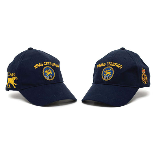 The HMAS Cerberus Policy Cap is a must-have for military enthusiasts. This high-quality cap features the Navy Ceremonial badge on the left side, showcasing your pride and loyalty. Made from heavy brushed cotton, it offers superior comfort and durability. www.moralepatches.com.au