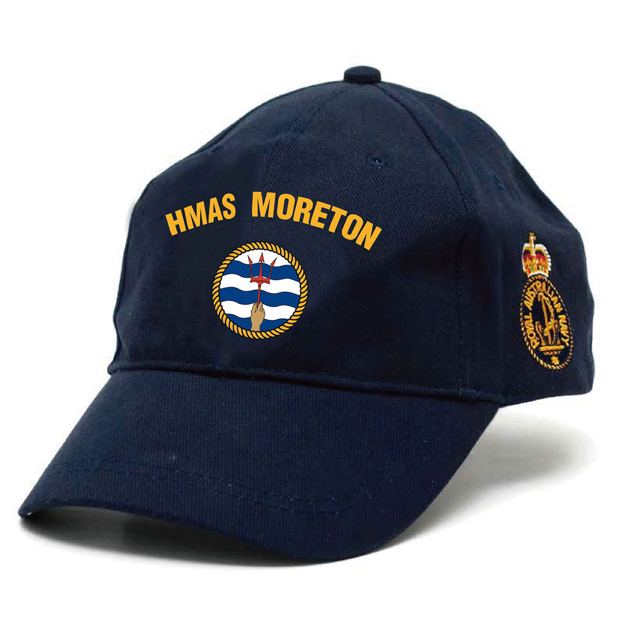 The HMAS Moreton Policy Cap is a must-have accessory for military enthusiasts. Made from high-quality heavy brushed cotton, this cap features the prestigious Navy Ceremonial badge on the left side. www.moralepatches.com.au