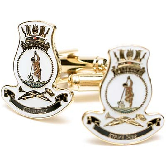 Add a touch of elegance to your wardrobe with HMAS Parramatta 20mm full colour enamel cuff links. These stunning gold plated cuff links are ideal for formal or everyday occasions - the final touch to any ensemble! www.moralepatches.com.au