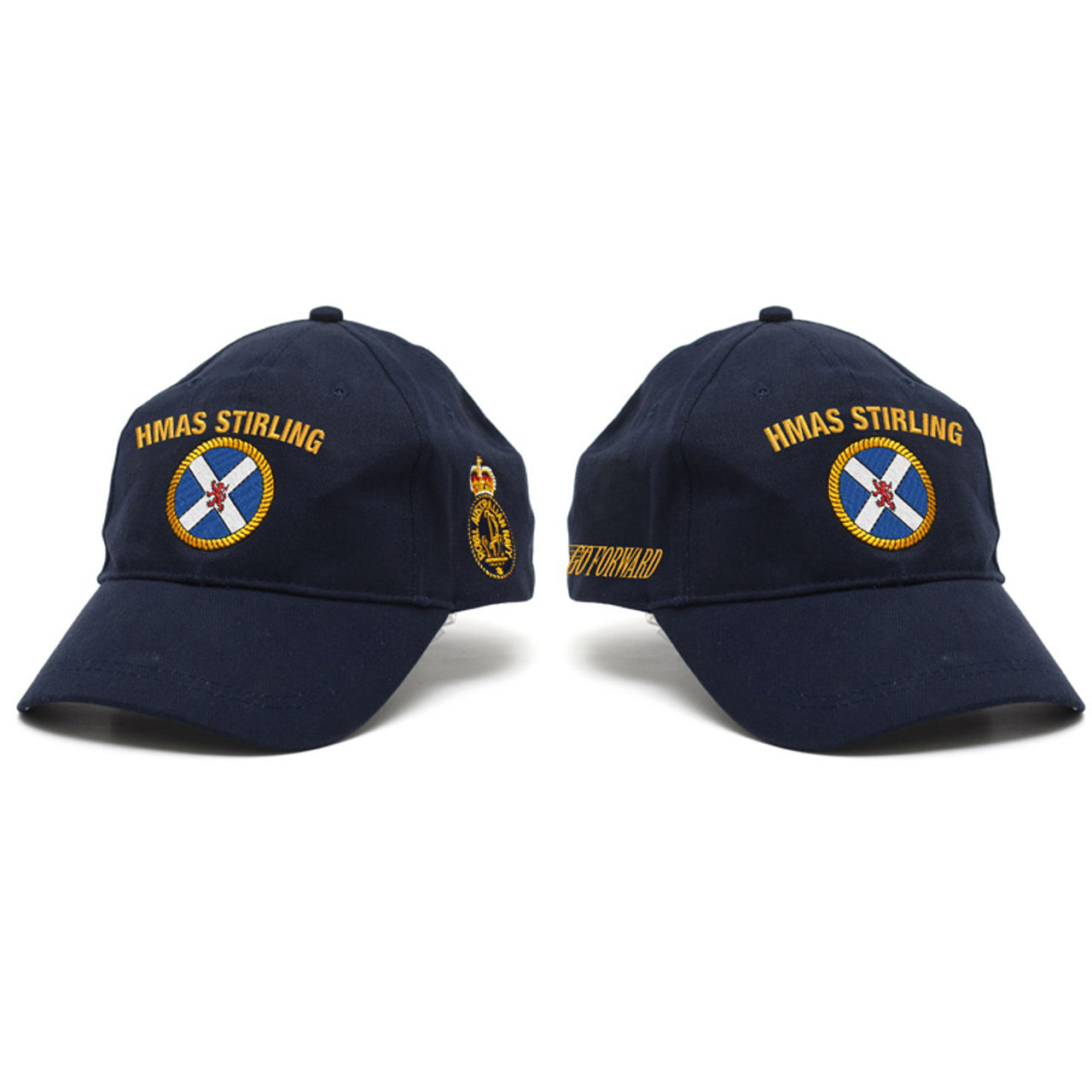 The HMAS Stirling Policy Cap is a must-have for military enthusiasts. Made from high-quality heavy brushed cotton, this cap features the prestigious Navy Ceremonial badge on the left side.  www.moralepatches.com.au