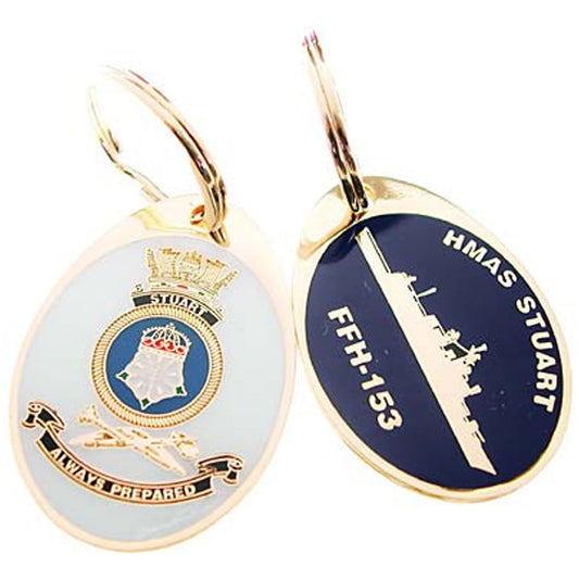 Looking for a unique and practical key ring? Look no further than the HMAS Stuart key ring, available now from the tactical specialists. This stunning 40mm gold plated enamel key ring is not only a great way to keep your keys organized, but also a great conversation starter. Place your order today and never lose your keys again. www.moralepatches.com.au