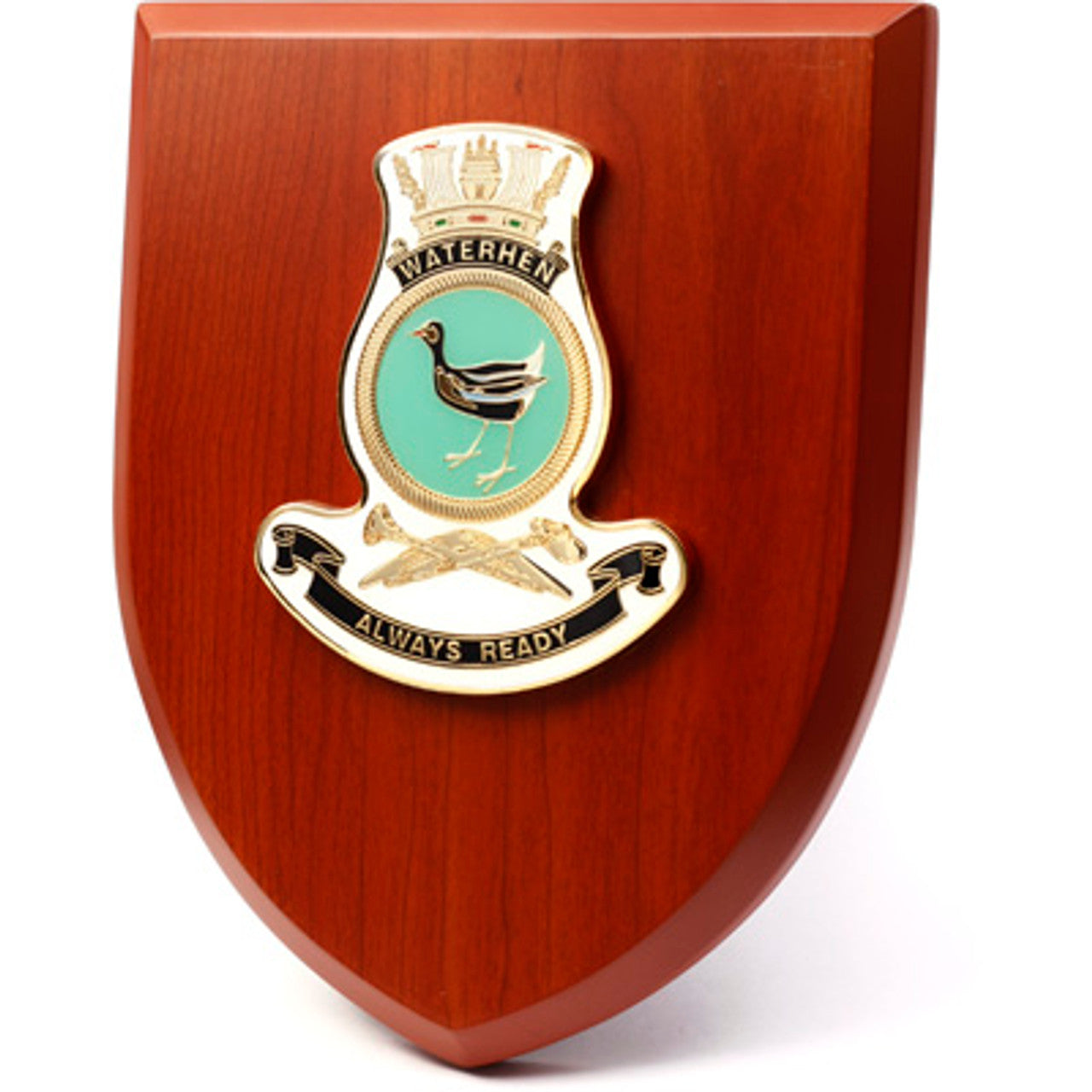 The Exceptional HMAS Waterhen Plaque is a truly remarkable piece that is sure to impress. This exquisite plaque showcases a stunning 100mm full colour enamel crest, elegantly set on a 200x160mm timber finish shield. www.moralepatches.com.au