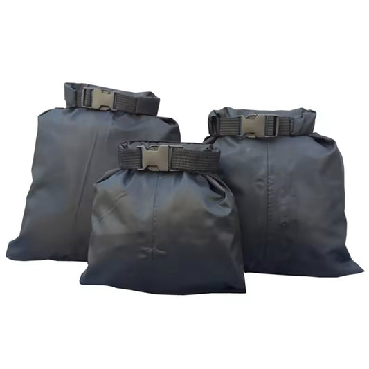 Take your adventuring to the next level with the 3 Pack Set Lightweight Dry Bag Set. The durable 30D Nylon material, coated with water-resistant silicon, ensures that these bags can withstand any challenge you throw at them. No need to worry about tears or damage - these bags are built to last and give you peace of mind. Don't let anything hold you back from your next great adventure. www.moralepatches.com.au