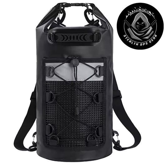 Waterproof Backpack Drybag 30LT Black - Stealth Ops Gear www.moralepatches.com.au