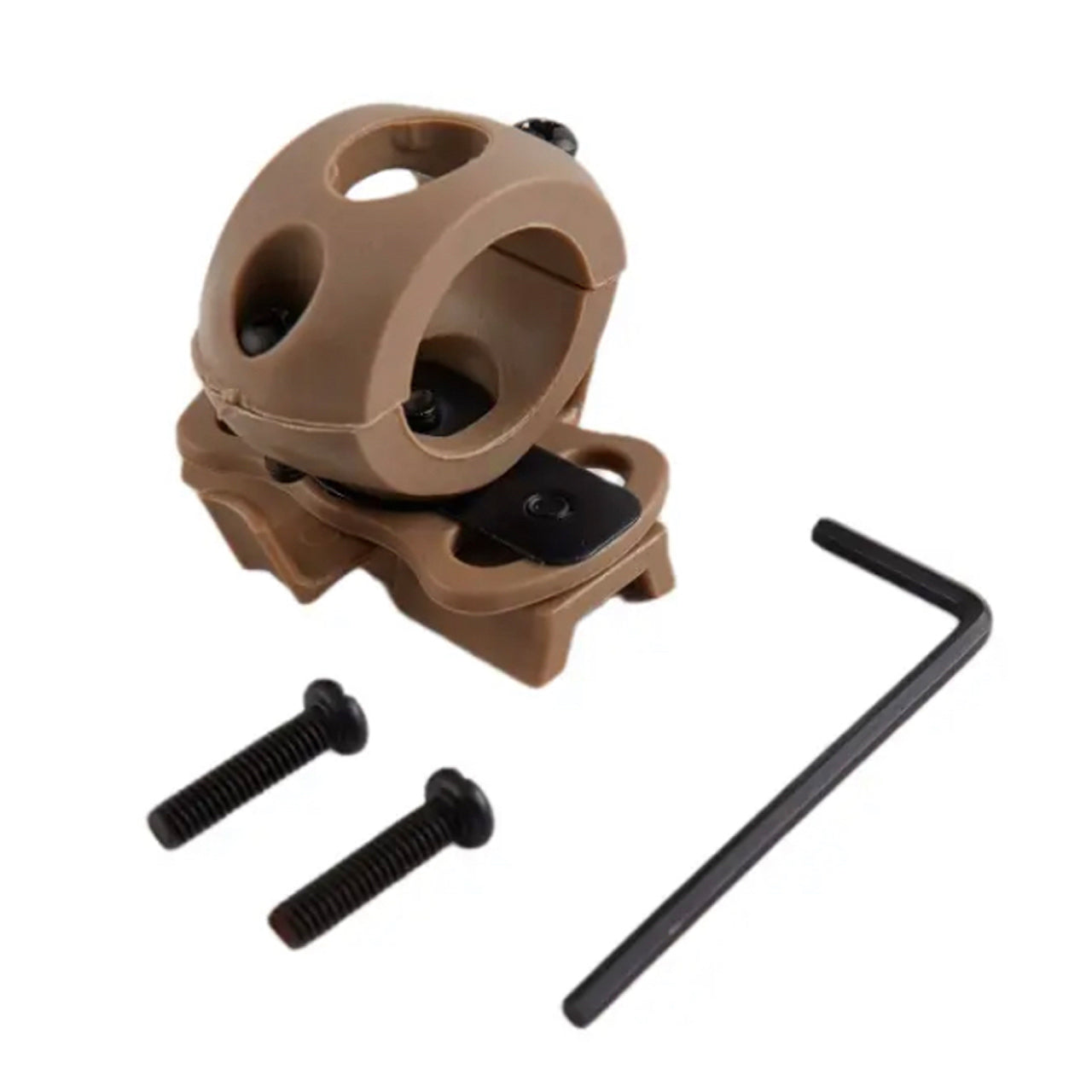 This Tactical Torch Holder is engineered for FAST helmet rails, letting you attach or detach lights with intense speed for varied helmet utilization. Experience instant mounting on the side of your helmet whenever you need it! www.moralepatches.com.au