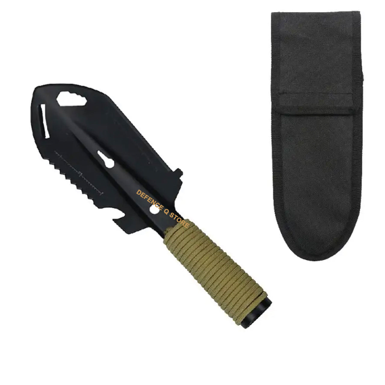 This portable trowel has many features that regular trowels don't have: Shovel Blade, Saw, Ruler, Nail Extractor, Hex Wrench, Paracord.&nbsp;&nbsp;This&nbsp;shovel is made of stainless steel. Extremely durable, bend resistant, and has a lot of levering power. The blade is rust and scratch resistant, stays razor sharp and you can wash it easily. www.moralepatches.com.au