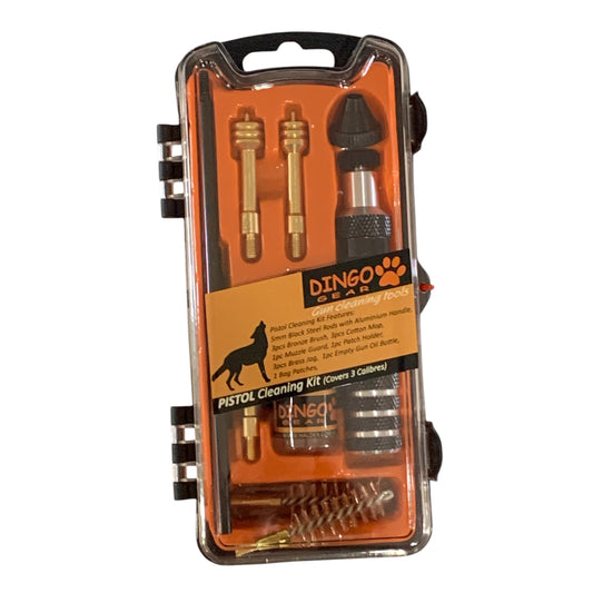 The Dingo Gear Compact Gun Cleaning Kit with Oil Bottle is the perfect solution for you. It comes packed in a strong storage case which is easy to open and close and keep all the components in place. www.moralepatches.com.au