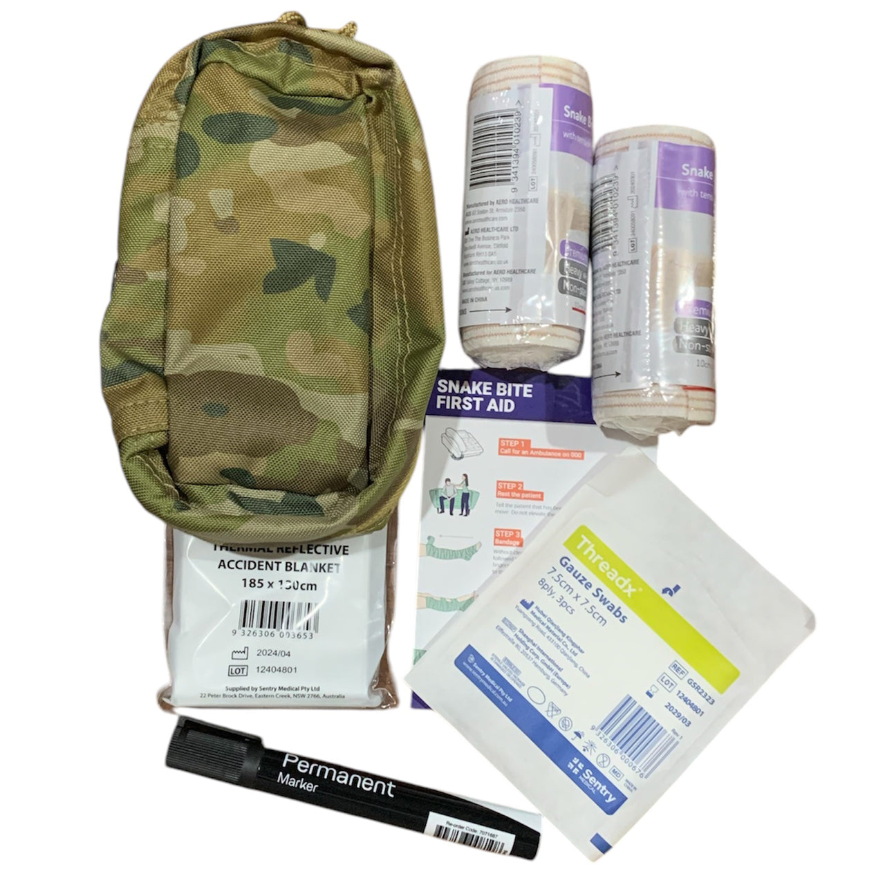 This Premium Snake Bite Kit is a must-have for anyone who values safety and preparedness. It includes all the necessary first aid supplies to effectively aid someone who has been bitten by a snake. www.moralepatches.com.au