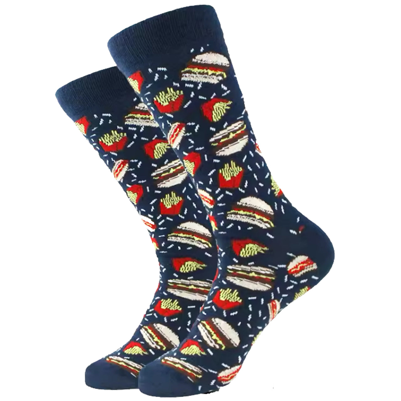 Step out in style and make a statement with our Burger &amp; Fries Socks - available in size EUR 35-44. Crafted from polyester and cotton, these socks not only offer supreme comfort but also boast a beautiful and vibrant design. The perfect gift for someone special or a treat for yourself, order your pair now! www.moralepatches.com..au