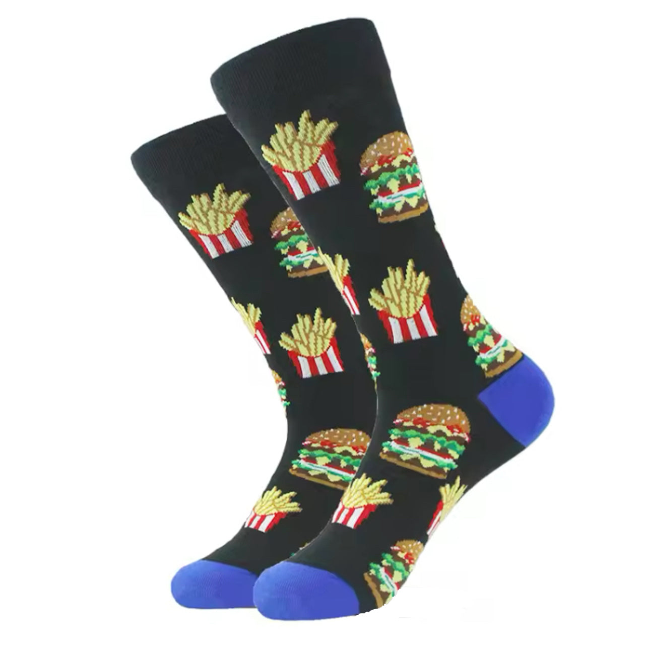 Step out in style and make a statement with our Burger &amp; Chips Socks - available in size EUR 35-44. Crafted from polyester and cotton, these socks not only offer supreme comfort but also boast a beautiful and vibrant design. The perfect gift for someone special or a treat for yourself, order your pair now! www.moralepatches.com.au