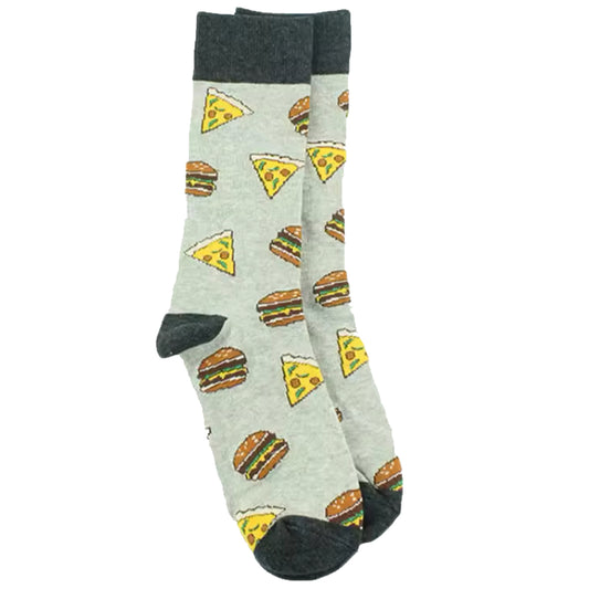 Step out in style and make a statement with our Burger &amp; Pizza Socks - available in size EUR 35-44. Crafted from polyester and cotton, these socks not only offer supreme comfort but also boast a beautiful and vibrant design. The perfect gift for someone special or a treat for yourself, order your pair now! www.moralepatches.com.au