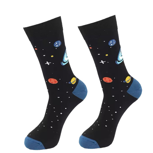 Step out in style and make a statement with our Planets &amp; Stars Socks - available in size EUR 35-44. Crafted from polyester and cotton, these socks not only offer supreme comfort but also boast a beautiful and vibrant design. The perfect gift for someone special or a treat for yourself, order your pair now! www.moralepatches.com.au