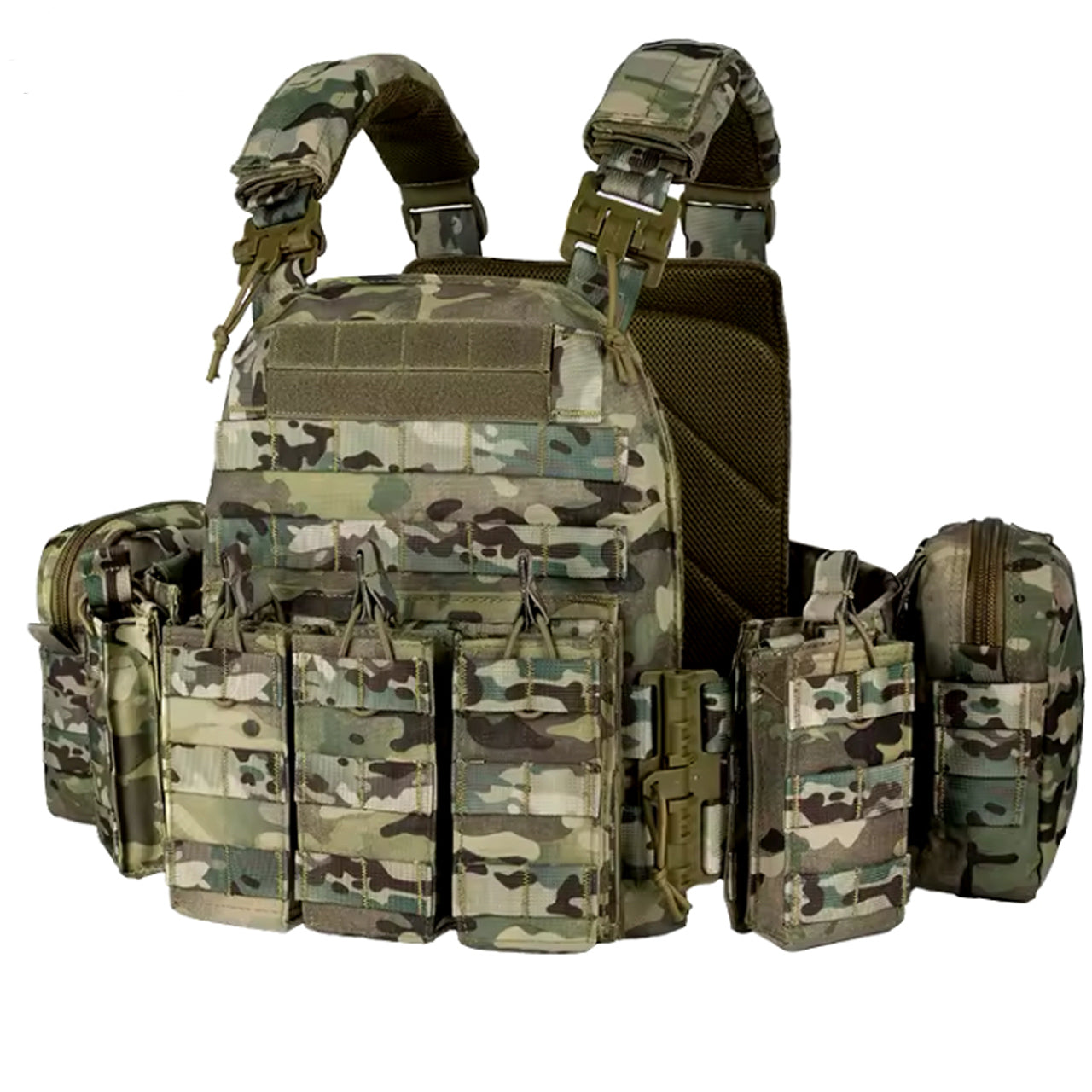 The Stealth Ops Quick Release Assault Vest in Multicam combines durability and functionality. Made with 1000D waterproof oxford cloth, this versatile MOLLE vest is perfect for outdoor activities www.moralepatches.com.au