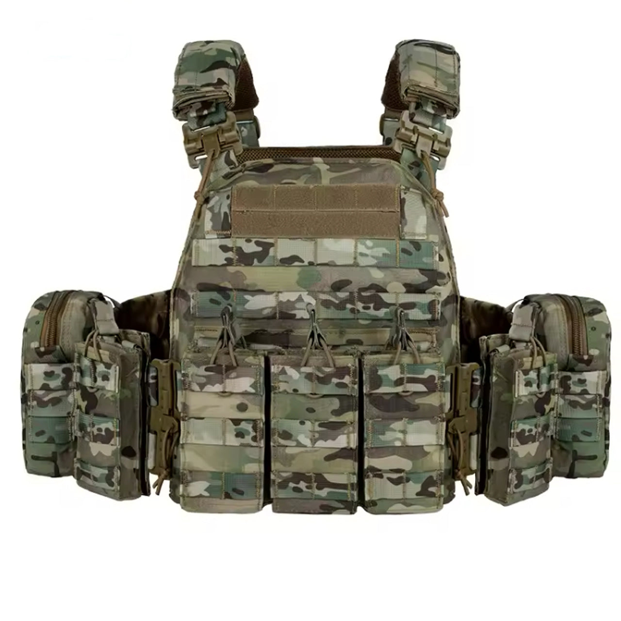 The Stealth Ops Quick Release Assault Vest in Multicam combines durability and functionality. Made with 1000D waterproof oxford cloth, this versatile MOLLE vest is perfect for outdoor activities www.moralepatches.com.au