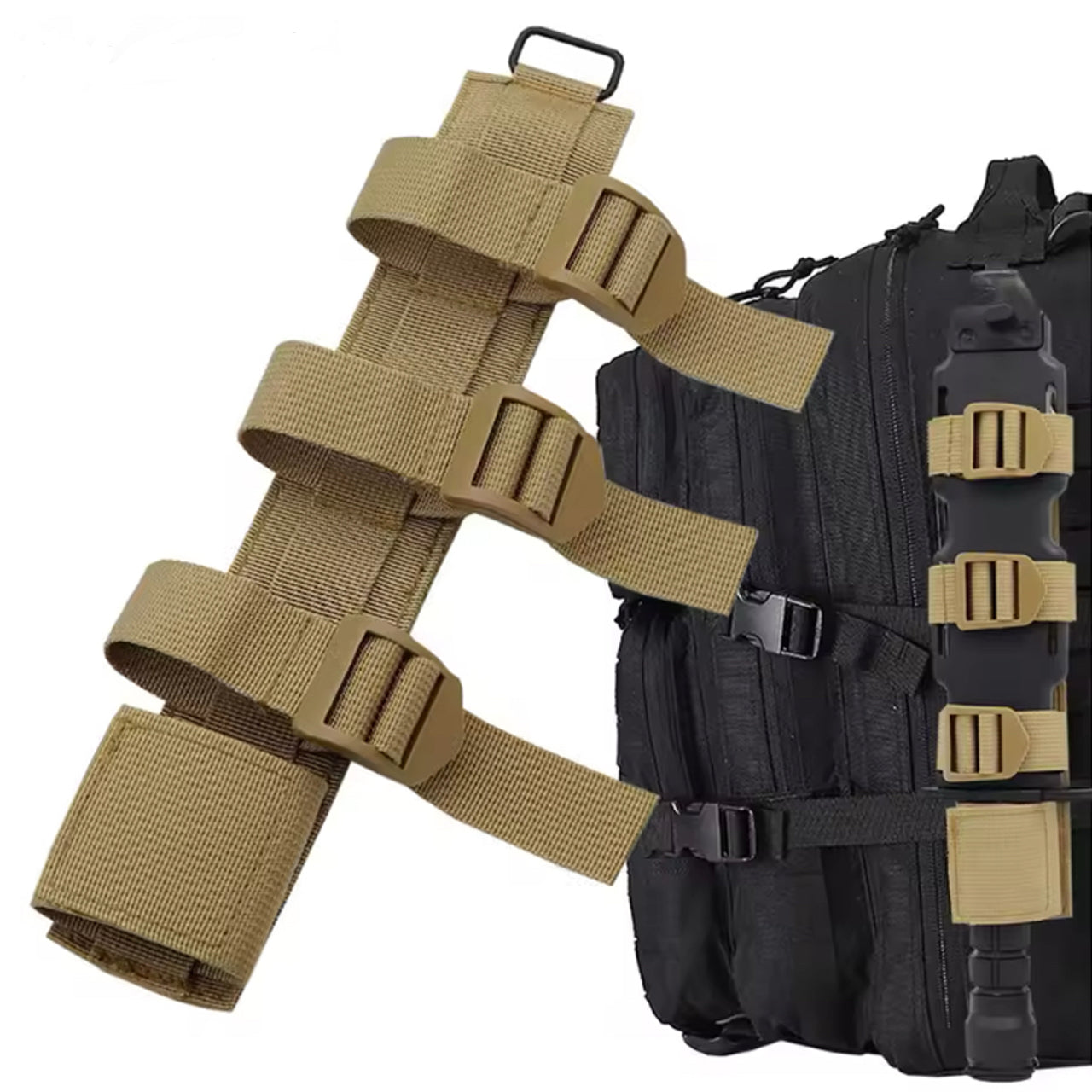 Elevate your backpack's functionality with our knife MOLLE attachment, designed to securely attach larger knives with scabbards. A must-have for any survival gear, this attachment measures 26cm long and can accommodate the majority of larger knives. www.moralepatches.com.au