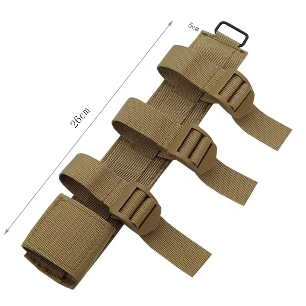 Elevate your backpack's functionality with our knife MOLLE attachment, designed to securely attach larger knives with scabbards. A must-have for any survival gear, this attachment measures 26cm long and can accommodate the majority of larger knives. www.moralepatches.com.au