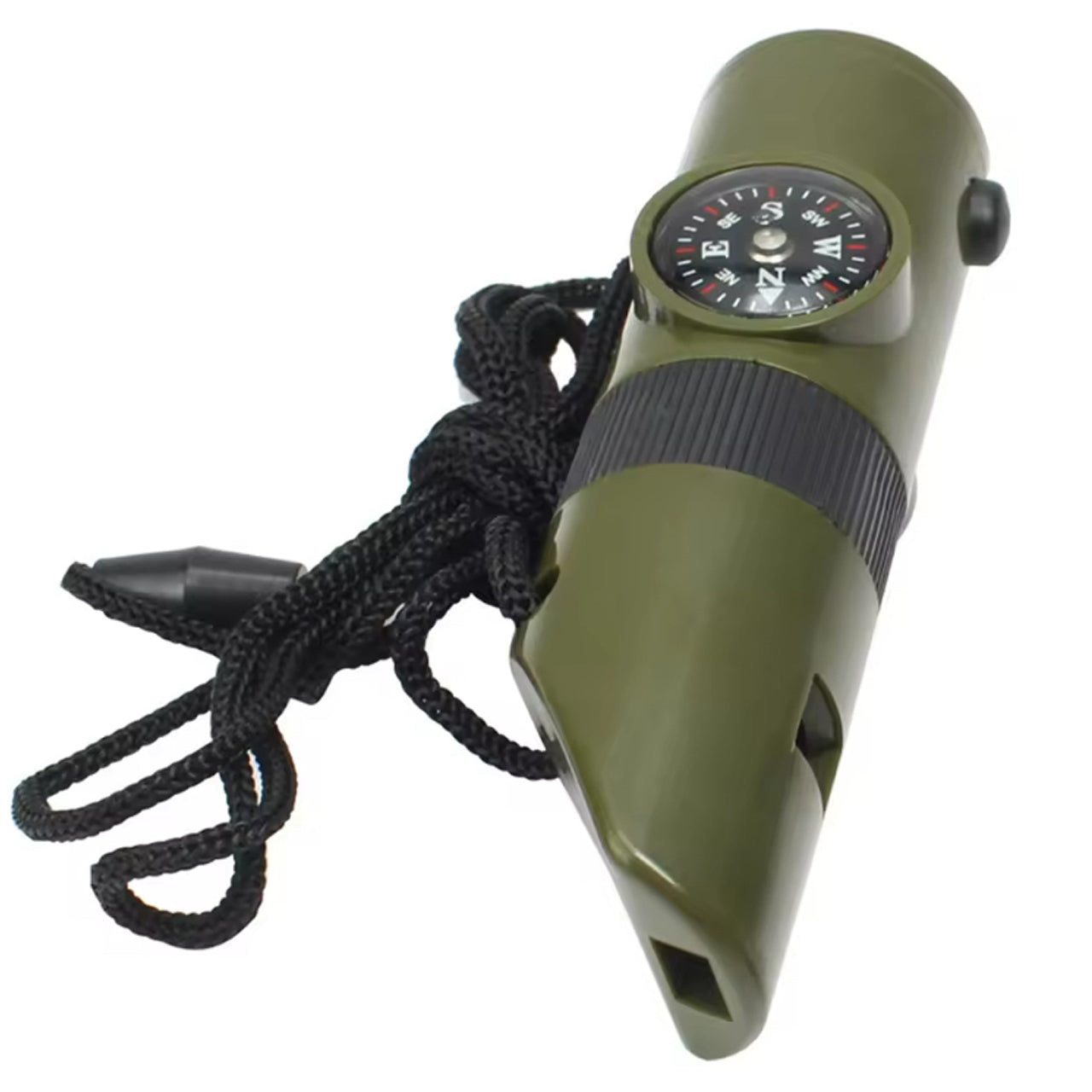 This versatile 7-in-1 whistle offers multiple functions, including an emergency whistle, thermometer, compass, LED light, magnifying glass, reflective signal mirror, and sealed container. Crafted from durable ABS plastic, it is built to withstand the challenges of outdoor adventures. www.moralepatches.com.au