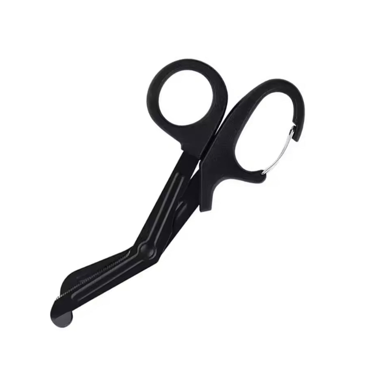 D-Ring Style Deluxe EMS Shears 15cm long total length in black, being able to attach these onto all sorts of equipment is a massive bonus.  No need to have to put them in a pouch or other outdoor gear, just hook onto a belt loop or equipment loop and they are set to go. www.moralepatches.com.au